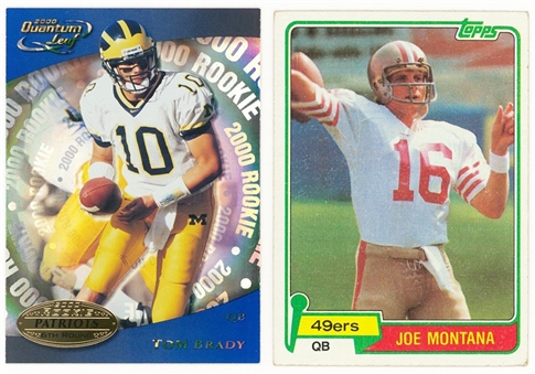 1981/2000 Quarterback Rookie Card Pair (2) Including Tom Brady & Joe Montana 